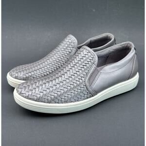 ECCO Soft 7 Slip-On Leather Grey Sneakers Women's Size 5 US